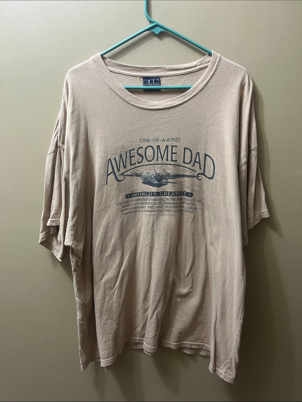 GAP Beige 'Awesome Dad' Vintage Plane Graphic Tee